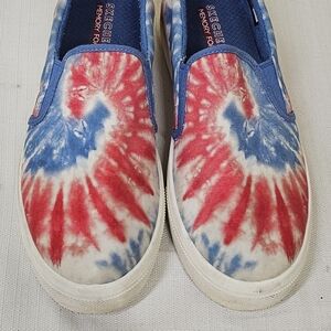 Skechers Canvas Slip On Sneakers Tie Dye‎ Memory Foam Hippie Womens 8.5